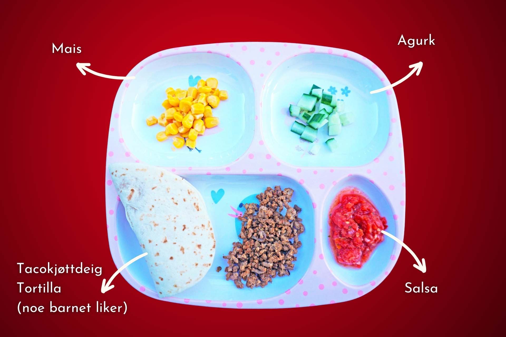 Barnevennlig Taco med hjemmelaget salsa