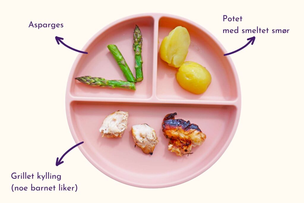 Barnevennlig Honning- og rosmarinkylling med potet og asparges