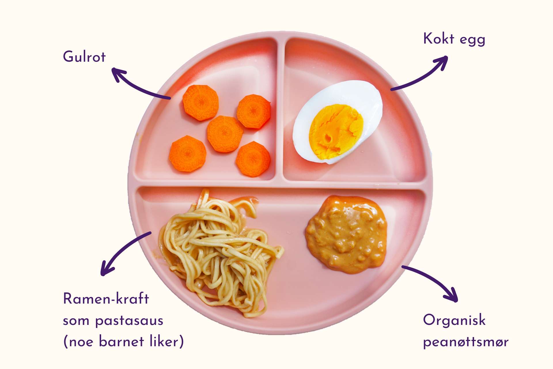 Barnevennlig Peanøtt-ramen med egg og sopp