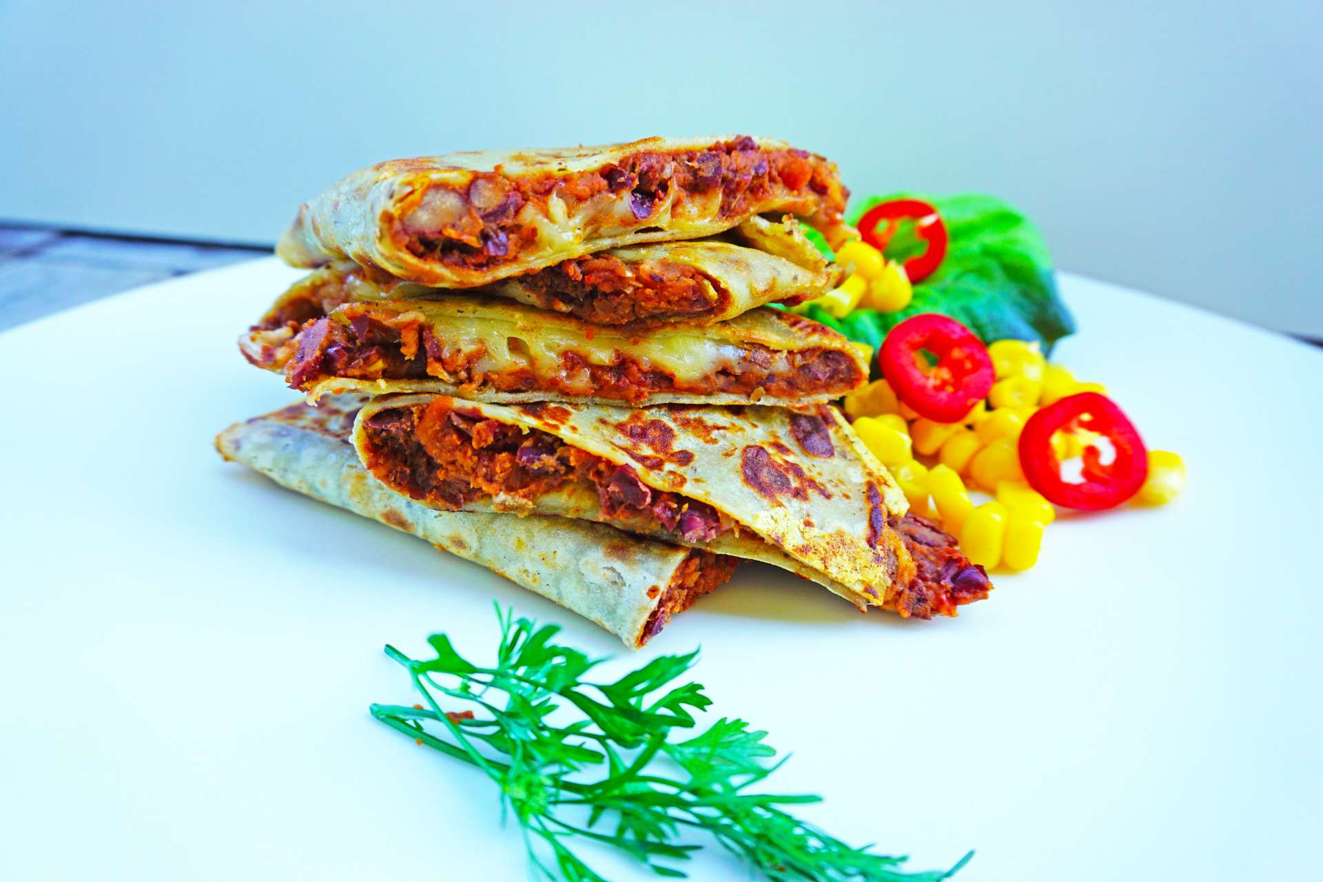 Refried beans lompequesadilla