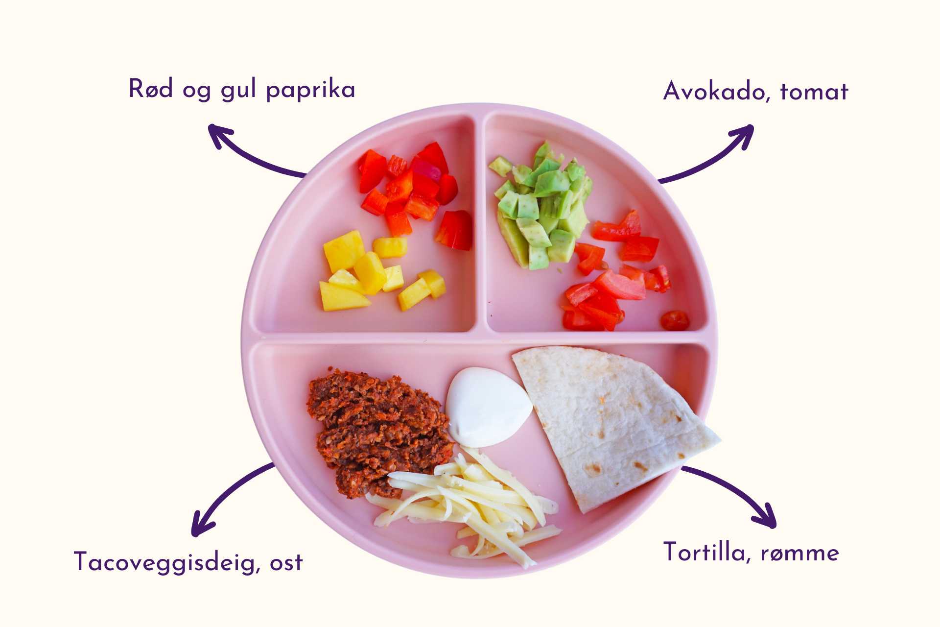 barnevennlig taco med veggisdeig
