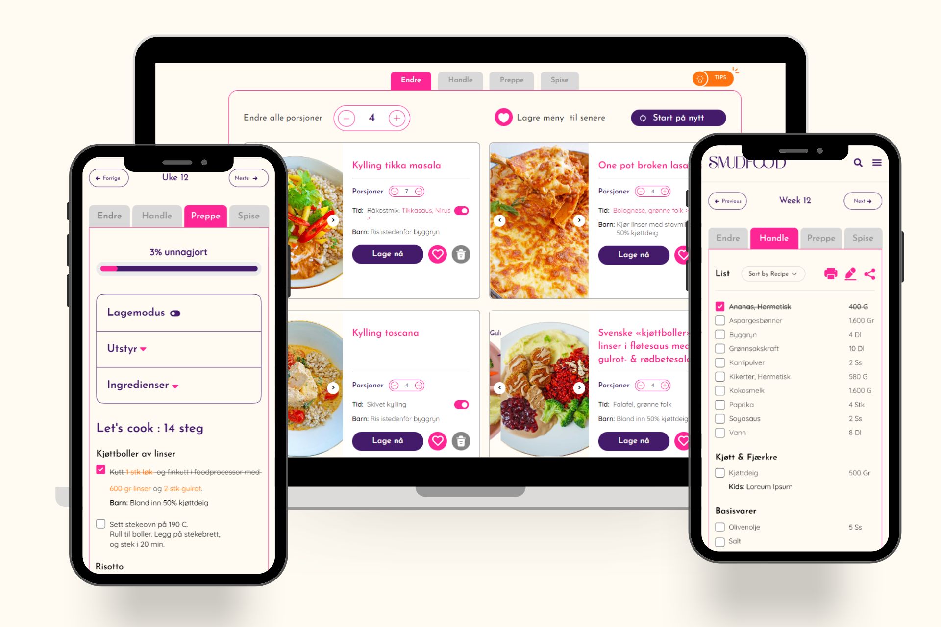 matprepp oppskrifter er enkelt med smudfood progressiv web app