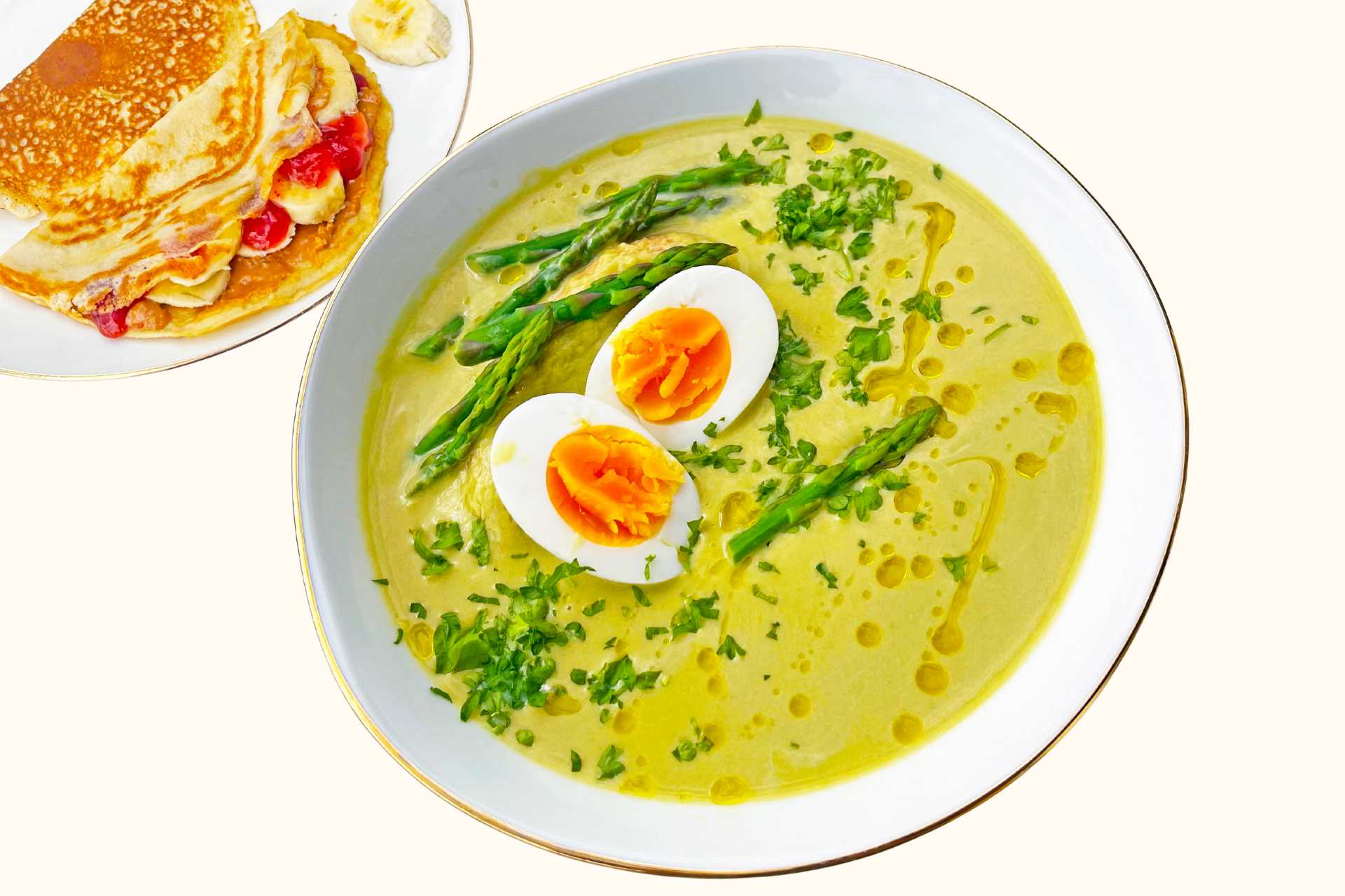 Aspargessuppe og pannekaker