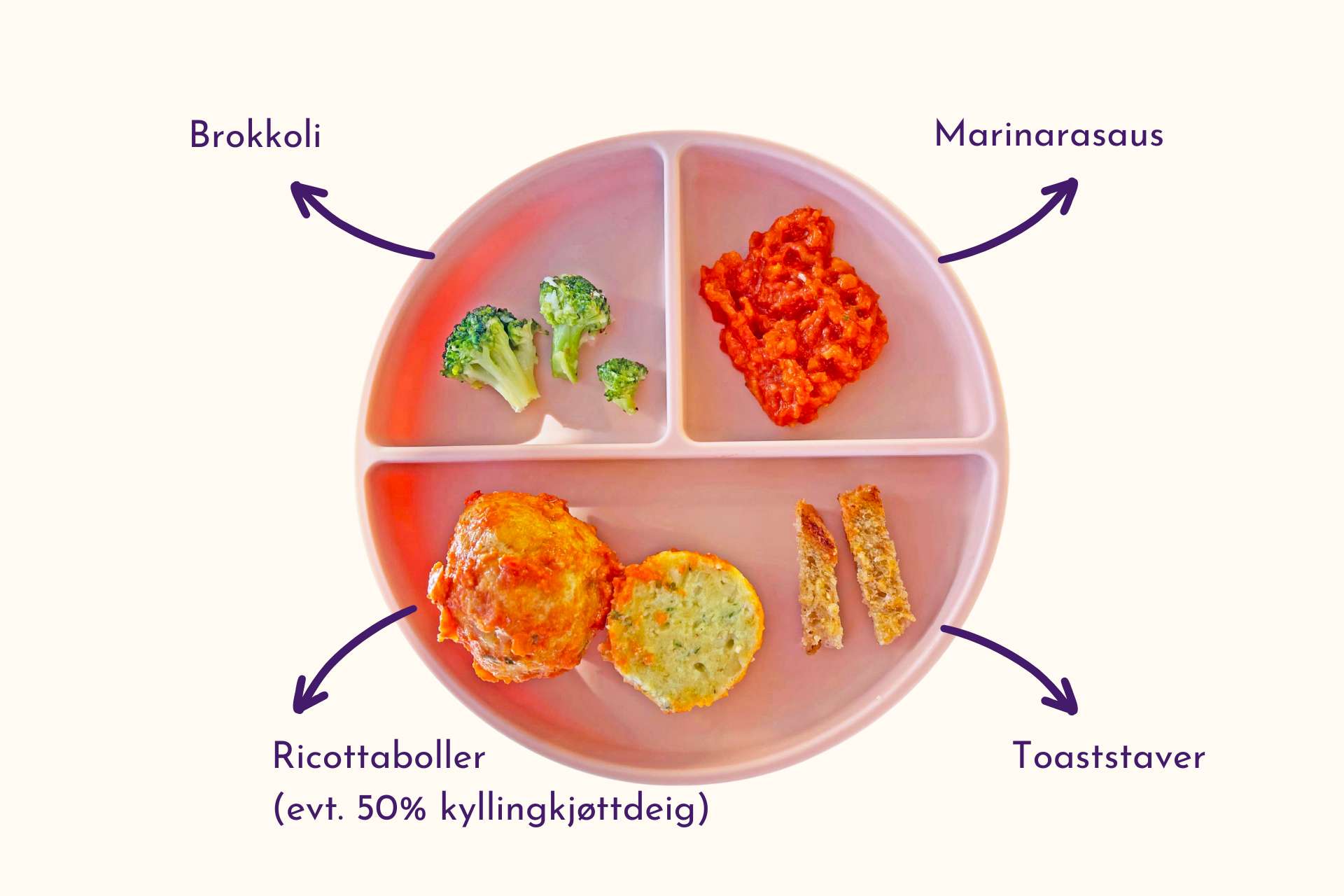 Barnevennlig Polpette di Ricotta i marinarasaus (Ricottaboller)