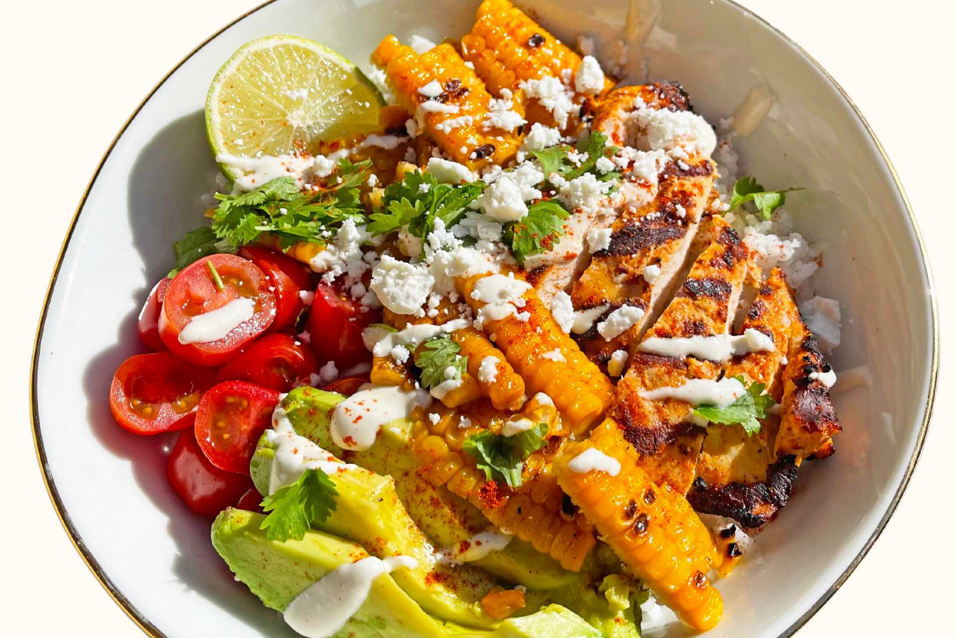 Mexican street corn kylling bowl