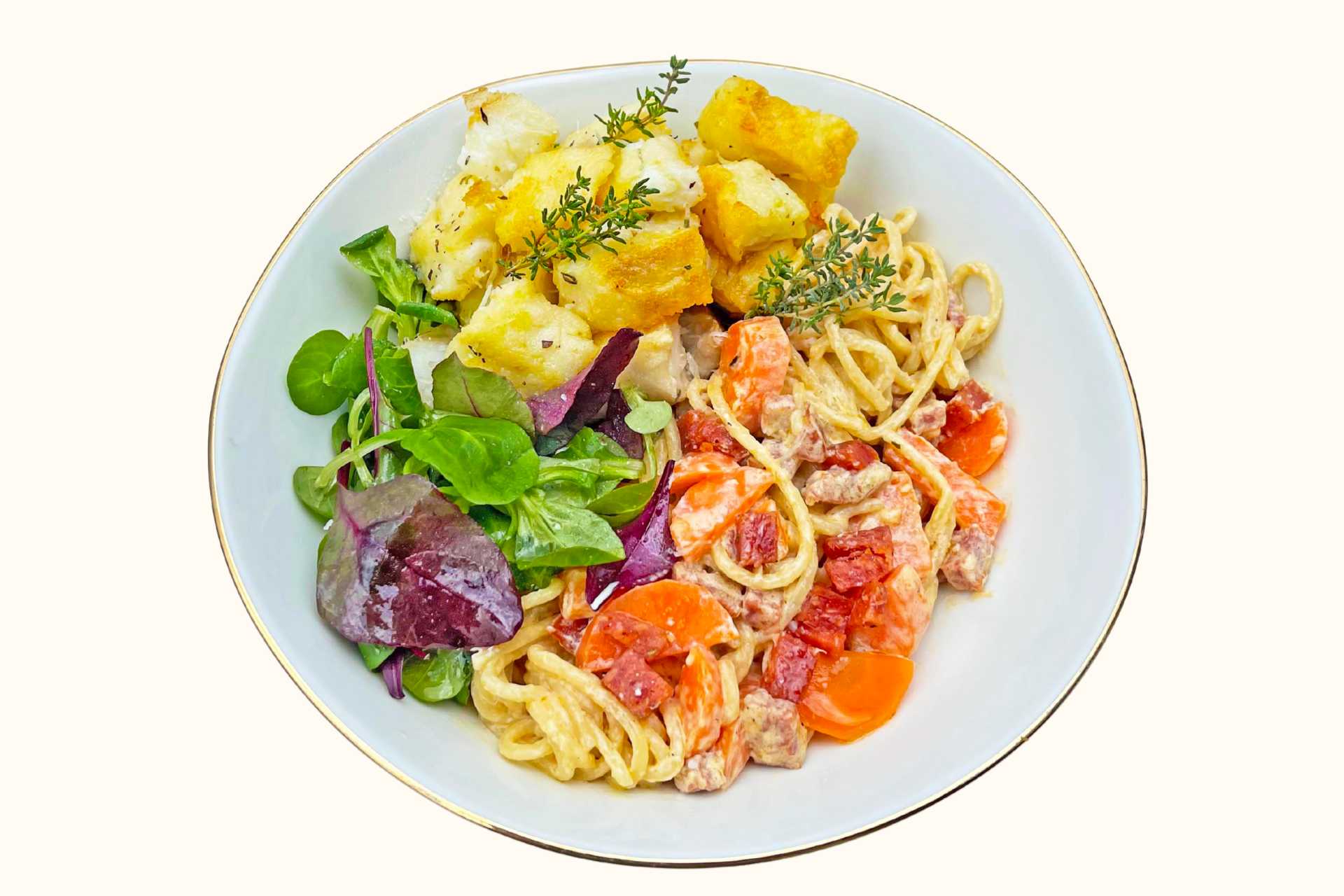 Crispy torsk med kremet chorizopasta