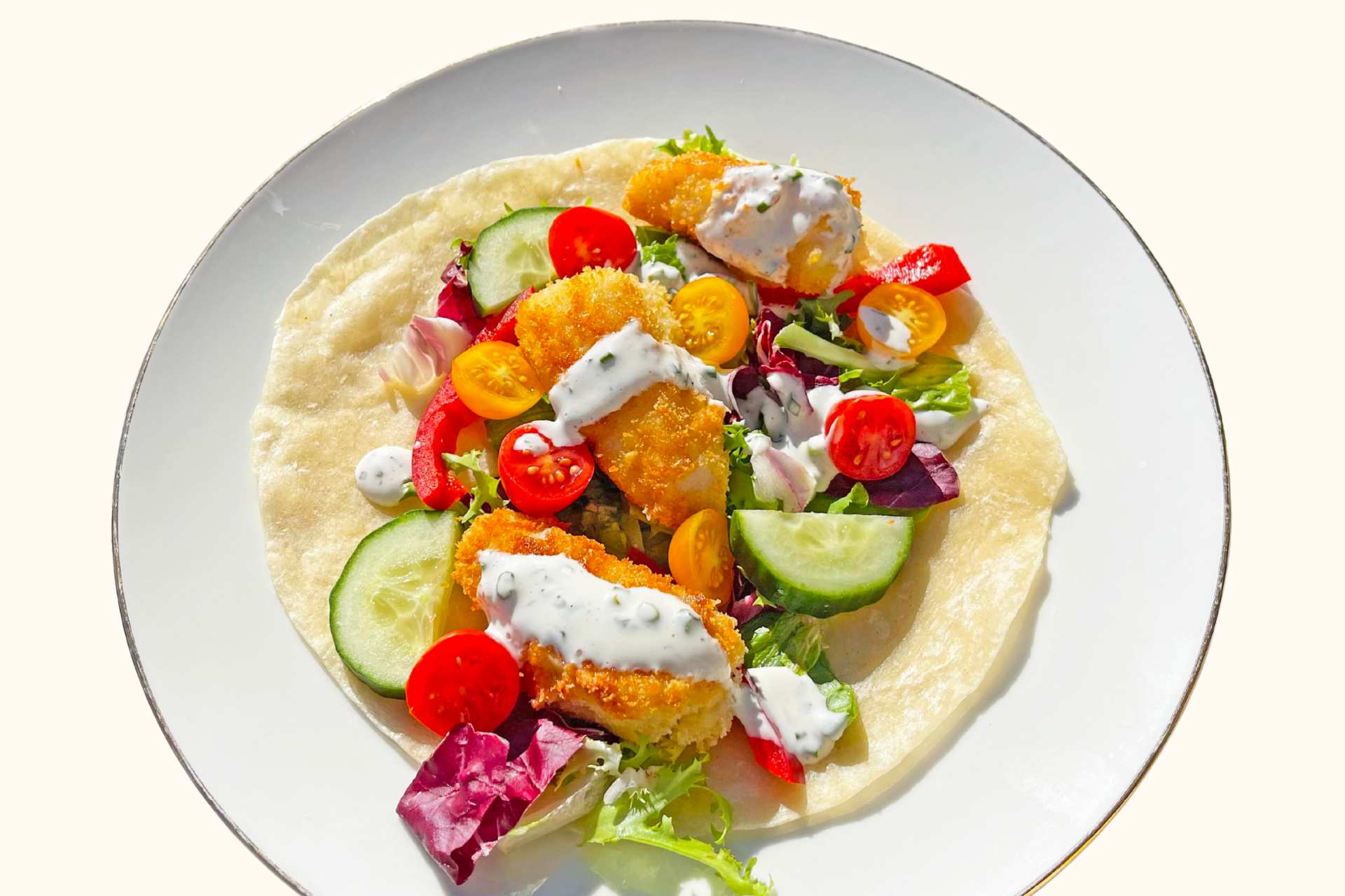 Fiskepinnewrap med ranchdressing