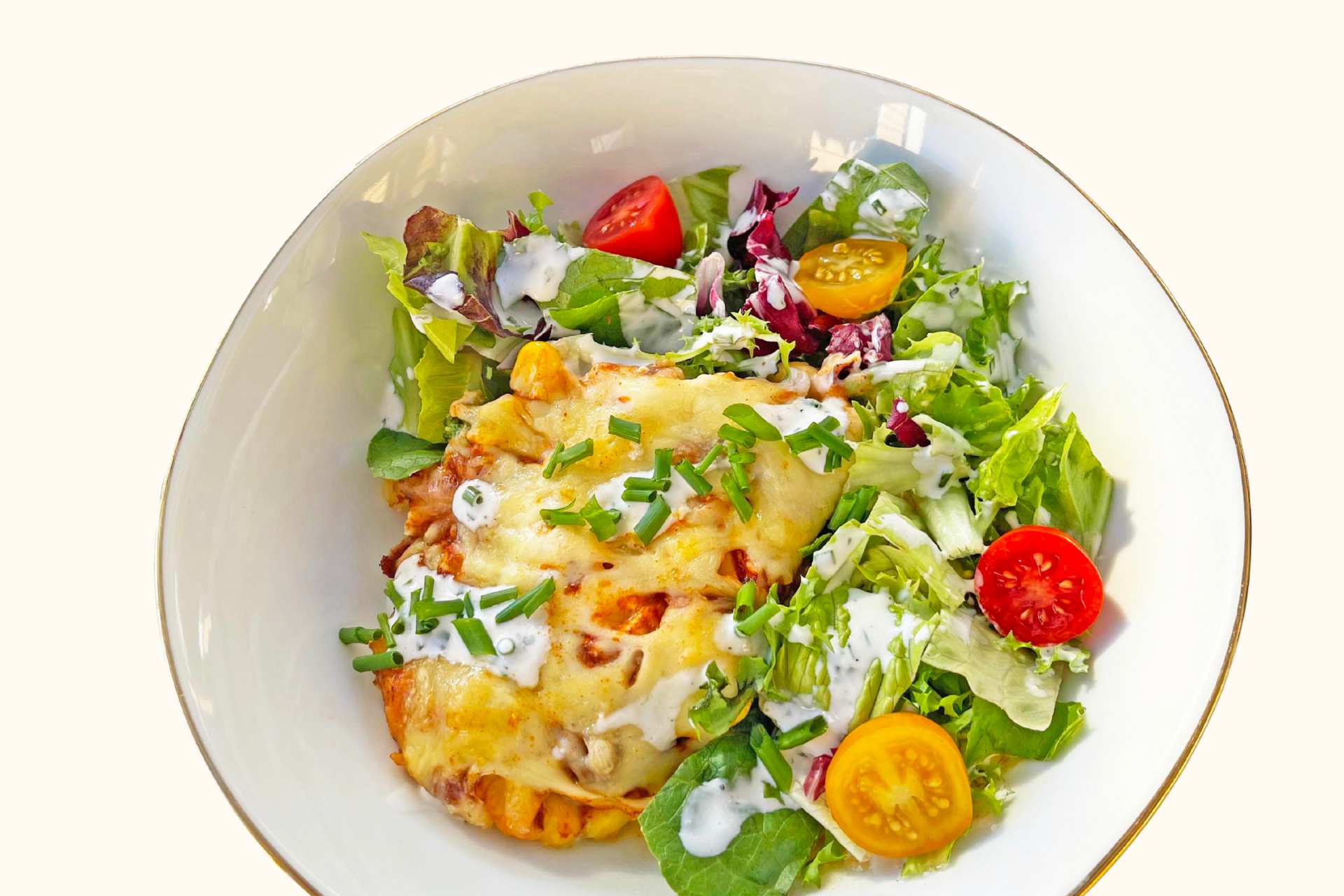 Loaded potetform med ranchdressing