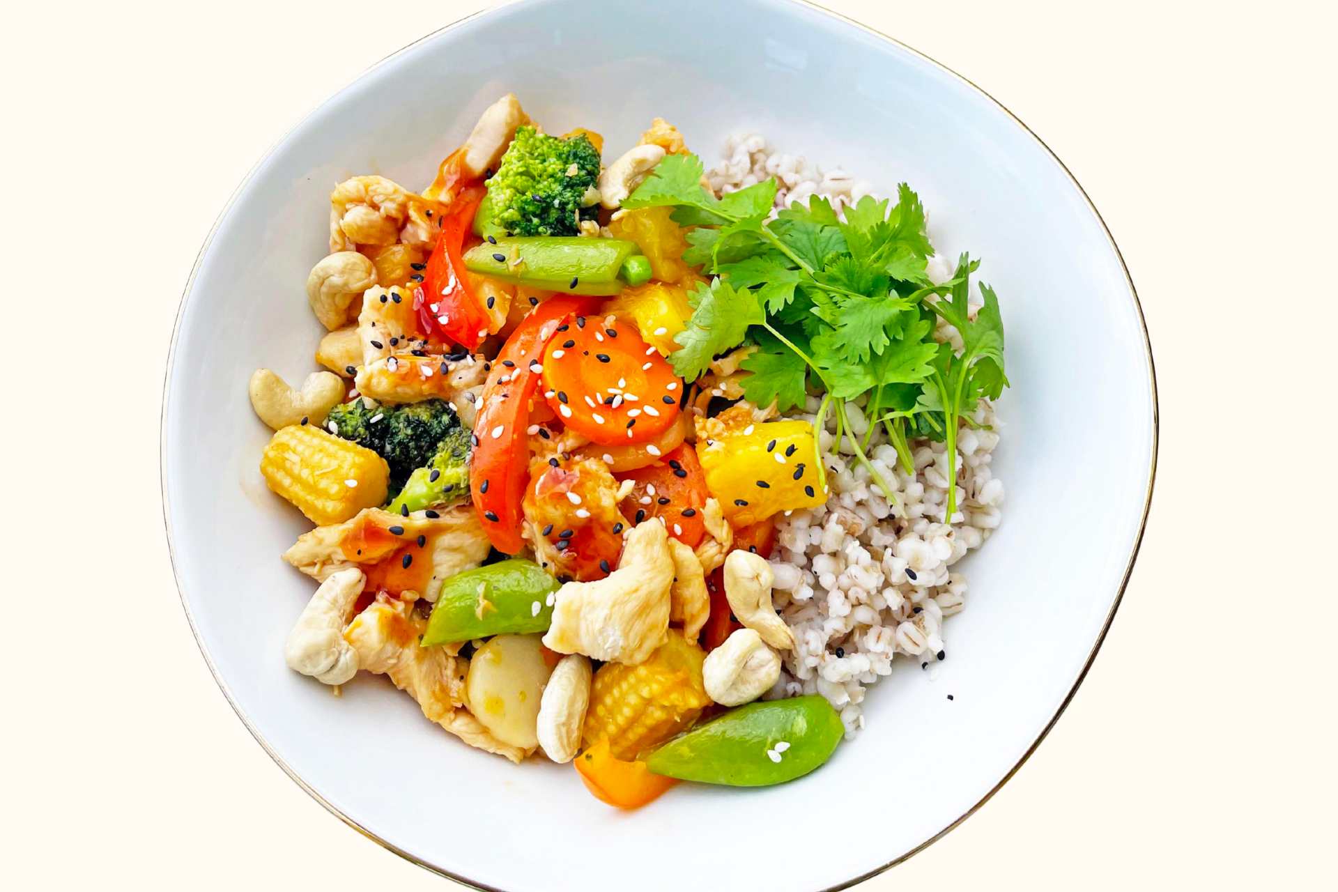 Sweet & sour wok med kylling og grønnsaker